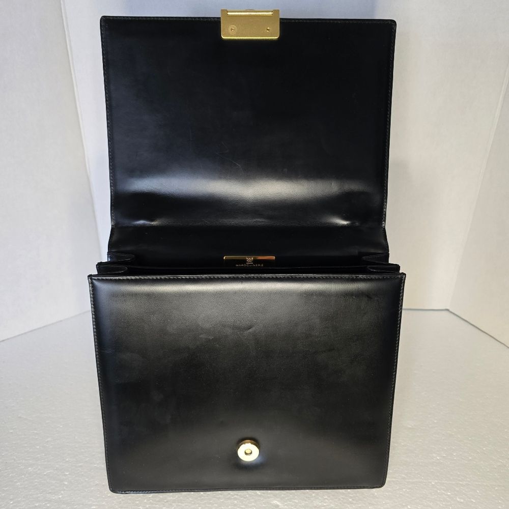 Givenchy Black Calfskin Leather Gold Logo Magnetic Snap Closure Top Handle Bag - Picture 4 of 12